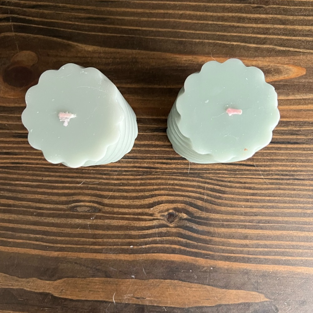 Set of Eucalyptus green Scalloped Candles
